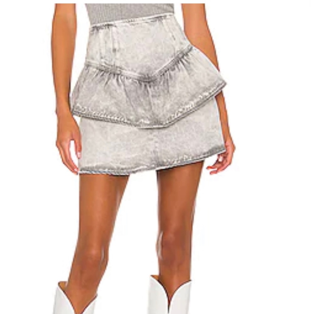 All saints size 2 Andy denim mini skirt with ruffles